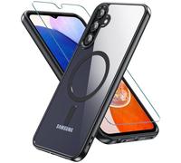Fin2feel Magnétique Coque pour Samsung A15 avec Verre Trempé Protection Écran, 360 Degrés Étui de Protection Antichoc Militaire Souple TPU Bumper Housse Anti-Jaunissement Anti-Rayures Coque Galaxy A15