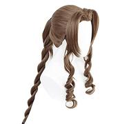Final Fantasy VII Aerith Gainsborough Cosplay Wigs Brown Long Curly Cosplay Wig Heat Resistant Synthetic Hair Peruca + Wig Cap