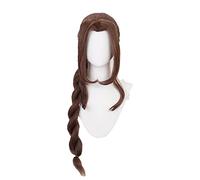 Final Fantasy VII Aerith Gainsborough Cosplay Wigs Brown Long Curly Heat Resistant Synthetic Hair Wig Peruca + Wig Cap
