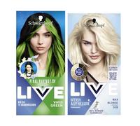FINAL FANTASY™ XIV Online x LIVE Coloration semi-permanente pour cheveux semi-permanente 024 vert vif (80 ml) et éclaircissant Schwarzkopf Live Blonde max 00B (142,5 ml)
