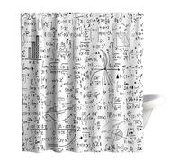 Final Friday Rideau de douche mathématiques, géométrie, chiffres, formules, tissu calcul pour décoration de salle de bain avec crochets, imperméable, lavable, 72 x 72 cm, noir et blanc