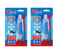FINAL Silicone sanitaire 2 x 50 ml - Mastic étanche de qualité professionnelle, pour salle de bain, douche et cuisine, résistant à la moisissure, antibactérien et élastique, adhère au verre, métal