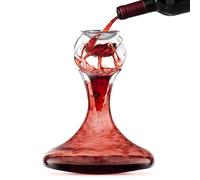 Final Touch Conundrum WDA71590 Aérateur de vin et décanteur rotatif fait à la main en cristal sans plomb Système d'aération 4 phases en acier inoxydable Filtre à sédiments aérateur en verre