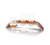 Final Touch Set de dégustation de whisky en vol - Lot de 3 verres en cristal sans plomb avec support en lévitation en bois de noyer et de tremble, renforcé en titane DuraShield