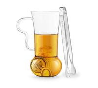 Final Touch Tea Infusion Roller | Glass Tea Mug Tasse en Verre et Filtre en Acier affiné Mug Ensemble infuseur de thé inclut la Tasse 14oz 400ml, Les Pinces et Les filtres de Boule d'infusion