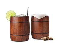 Final Touch Wood Barrel Tumblers- Verres de Cocktail en Bois- Idéales pour les cocktails, les bières ou les boissons froides