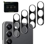 FinalCool 4 Pièces Protection Caméra pour Sansung Galaxy S23/S23+ Plus Verre Trempé, 9H Dureté Haute Caméra Arrière Protecteur, HD Anti-Rayures Camera Protector, Noir