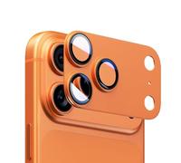 FinalCool Caméra Arrière Protecteur pour iPhone 17 Pro, 9H Verre Trempé Protecteur D’objectif, Alliage Aluminium, Plaque Métallique Mat, Anti-Rayures, Compatible avec La Coque, Orange
