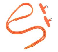 FinalCool Cordon Telephone Portable Universelle, Réglable Lanière de Téléphone Portable 40-80cm avec 2 Patchs, Tour de Cou, Chaîne de Téléphone, Compatibles avec Tous Les Plupart des Coques, Orange