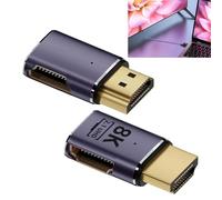 FinalCool Lot de 2 adaptateurs HDMI coudés à 90 degrés 8K HDR Connecteur HDMI 2.1 48Gbps avec affichage LED Extender 8K@60Hz 4K @ 120Hz Femelle vers Mâle pour HDTV Projecteur