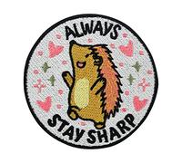 Finally Home Always Stay Sharp Patch hérisson thermocollant | Patch animal à coudre pour vestes en jean - Écusson thermocollant - Patch pour enfants