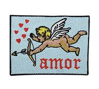 Finally Home Amor Écusson à repasser - Motif : ailes d'ange - Flèche et arc - Grand écusson en forme de cœur