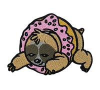 Finally Home Écusson à repasser en forme de donut paresseux | Patchs thermocollants Sloth, écussons amusants, écussons à coudre