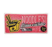 Finally Home Écusson à repasser pour nouilles asiatiques | Patchs de boîte à pâtes, écussons asiatiques, écussons