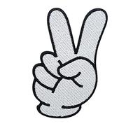 Finally Home Écusson blanc motif main de dessin animé main paix | Patchs de bande dessinée, écusson rétro, thermocollant hippie, écusson de paix