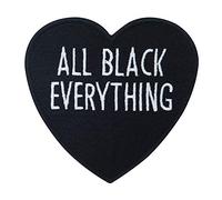 Finally Home Écusson Thermocollant | All Black Everything cœur | Patch à coller au fer à repasser ou à coudre | Pièce de décoration ou réparation pour vêtement, jean, sac, pantalon, veste