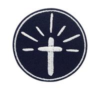 Finally Home Écusson Thermocollant | Collection Église : Croix illuminée | Patch à coller au fer à repasser ou à coudre | Pièce de décoration ou réparation pour vêtement, jean, sac, pantalon, veste