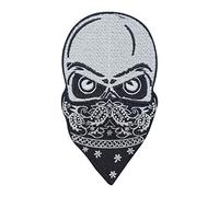 Finally Home Écusson Thermocollant | Crâne avec un bandana | Patch à coller au fer à repasser ou à coudre | Pièce de décoration ou réparation pour vêtement, jean, sac, pantalon, veste