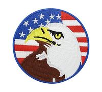 Finally Home Écusson Thermocollant | Drapeau USA avec aigle | Patch à coller au fer à repasser ou à coudre | Pièce de décoration ou réparation pour vêtement, jean, sac, pantalon, veste