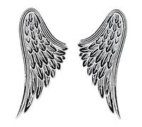 Finally Home Écusson thermocollant en tissu avec ailes d'ange - Ailes d'ange - À repasser - Pour la maison, blanc/noir, Taille unique