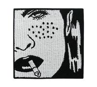 Finally Home Écusson thermocollant - Fumée et cendres - Patchs Bad Girl - Thermocollants - Noir et blanc - Rétro - Love Femmes - Vestes en jean