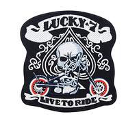 Finally Home Écusson Thermocollant | LIVE TO RIDE MOTO AVEC UN CRÂNE POUR VESTES EN CUIR | Patch à coller au fer à repasser ou à coudre | Pièce de décoration ou réparation pour vêtement, jean, sac