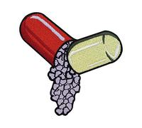 Finally Home Écusson Thermocollant | Love Pill | Patch à coller au fer à repasser ou à coudre | Pièce de décoration ou réparation pour vêtement, jean, sac, pantalon, veste