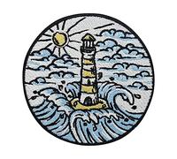Finally Home Écusson thermocollant - Motif phare sur la mer - Écussons d'eau de mer, soleil, vague - Écusson à repasser - Écusson maritime