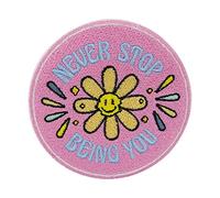 Finally Home Écusson Thermocollant | N'arrête jamais d'être toi fleur | Patch à coller au fer à repasser ou à coudre | Pièce de décoration ou réparation pour vêtement, jean, sac, pantalon, veste