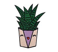 Finally Home Écusson Thermocollant | Plante d'intérieur kawaii qui rit | Patch à coller au fer à repasser ou à coudre | Pièce de décoration ou réparation pour vêtement, jean, sac, pantalon, veste