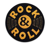 Finally Home Écusson Thermocollant | ROCK & ROLL DISQUE VINYLE MUSIQUE | Patch à coller au fer à repasser ou à coudre | Pièce de décoration ou réparation pour vêtement, jean, sac, pantalon, veste