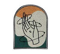 Finally Home Écusson Thermocollant |Soul of the moon: Main dans le système solaire | Patch à coller au fer à repasser ou à coudre | Pièce de décoration ou réparation pour vêtement, jean, sac, pantalon