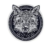 Finally Home Écusson Thermocollant |Tête de renard noir et blanc dans un cadre rond| Patch à coller au fer à repasser ou à coudre | Pièce de décoration ou réparation pour vêtement, jean, sac, pantalon