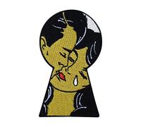 Finally Home Écusson Thermocollant | Trou de serrure pop art triste | Patch à coller au fer à repasser ou à coudre | Pièce de décoration ou réparation pour vêtement, jean, sac, pantalon, veste
