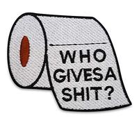 Finally Home Écusson Thermocollant | WHO GIVES A SHIT PAPIER TOILETTE | Patch à coller au fer à repasser ou à coudre | Pièce de décoration ou réparation pour vêtement, jean, sac, pantalon, veste