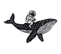 Finally Home Grand écusson thermocollant Astronaute chevaute sur une baleine | Écusson spatial pour enfants, écusson dos OVNI, écusson dos alien, écusson Nasa pour vestes en jean