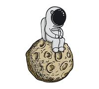 Finally Home Grand écusson thermocollant Astronaute Man on the Moon | Écusson de l'espace, lune, extraterrestre pour le dos, écusson pour vestes en jean