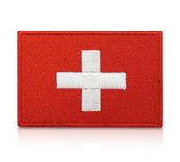 Finally Home Patch écusson avec attache à scratch - Drapeau de la Suisse | 7,6 x 5,0 cm | Drapeau suisse patchs pour l'extérieur