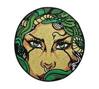 Finally Home - Patch serpent thermocollant, écusson punk, écusson rétro - Taille unique - Vert - Rond - Gothic / Horror - Pour enfants et adultes