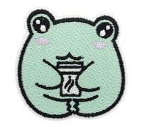 Finally Home Patch thermocollant - Pause-café grenouille - Patch à café, écusson thermocollant mignon animal, écussons à coudre, jolis écussons à repasser, petits écussons grenouillères