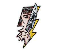 Finally Home Patch thermocollant - Tête de mort Lady | Patch œil de crâne, écusson rétro à repasser, écussons sexy à coudre pour repassage, couteau, jupe