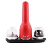 FinaMill Moulin à poivre rechargeable par USB et moulin à épices | Comprend 2 capsules Pro Plus à changement rapide, 1 Max Pod et un plateau trio noir | Éléments de meulage en céramique | Rouge
