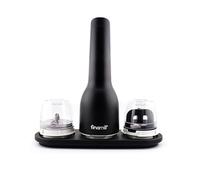 FinaMill Moulin à poivre rechargeable par USB et moulin à épices | Comprend 2 capsules Pro Plus à changement rapide, 1 Max Pod et un plateau trio noir | Éléments de meulage en céramique | Noir minuit