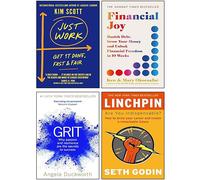 Financial Joy, Just Work [Hardcover], Linchpin Are You Indispensable?, Grit 4 Books Collection Set