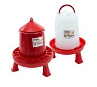 FINCA CASAREJO Mangeoire 2 Kg + Abreuvoir 3L avec Pieds - Mangeoire et Abreuvoir Happy Chickens pour Poules et Autres Volailles