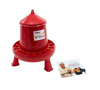 FINCA CASAREJO Mangeoire avec pieds pour poules - Système anti-gaspillage - Trémie Happy Chickens 2 kg - Plastique résistant pour conserver la nourriture - Comprend un guide pratique pour
