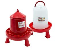 FINCA CASAREJO Pack Abreuvoir + Mangeoire avec Pieds - Abreuvoir 5L et Mangeoire 4 Kg pour Poules et Autres Volailles - Happy Chickens