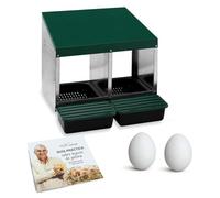 FINCA CASAREJO Pondoirs ECO à 2 Compartiments + 2 Œufs Factices et Guide Pratique sur Les Œufs de Poules Offert - Nids pour Poules
