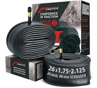Fincci Chambre a Air 26 Pouces Valve Schrader 48mm VTT VTC (Pack de 2) | Chambre 26 x 1.75 1.95 2.00 2.10 2.125 - Valve Auto Schrader 48mm pour Vélo VTT VTC Ville Route Électrique VAE Accessoires