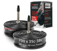 Fincci Chambres à air 700 x 32c x 35c x 38c - Pair Chambre a air 28 pouces avec 48 mm Presta Valve pour Vélo de Route, Vélos de ville, Race & Adulte & Electrique Velo, Tournée Bicyclette - Paquet de 2